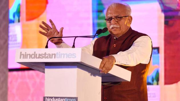 Haryana chief minister Manohar Lal KhattarSpeaking at the Turning 18 anniversary function of Hindustan Times’ Chandigarh edition on Wednesday.(Sanjeev Sharma/HT) Haryana chief minister Manohar Lal KhattarSpeaking at the Turning 18 anniversary function of Hindustan Times’ Chandigarh edition on Wednesday.(Sanjeev Sharma/HT)