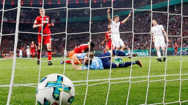 All three of Thomas Mueller’s goals for Bayern Munich came in the second half. (REUTERS) All three of Thomas Mueller’s goals for Bayern Munich came in the second half. (REUTERS)