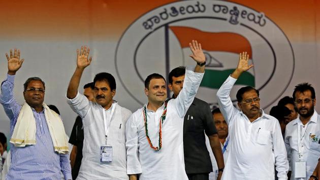 Congress president Rahul Gandhi waves to the crowd before addressing an election campaign rally ahead of the Karnataka assembly elections, in Bengaluru, April 8, 2018. (Reuters File Photo) Congress president Rahul Gandhi waves to the crowd before addressing an election campaign rally ahead of the Karnataka assembly elections, in Bengaluru, April 8, 2018. (Reuters File Photo)