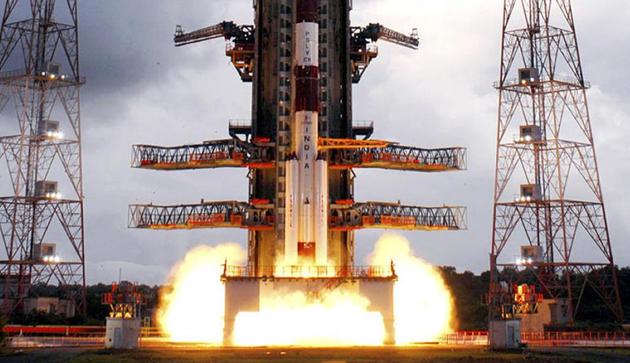 In this photo provided by the Indian Space Research Organisation, India's maiden lunar mission Chandrayaan -1 is seen successfully taking off at Satish Dhawan Space Centre in Sriharikota on October 22, 2008.(AP/File Photo)