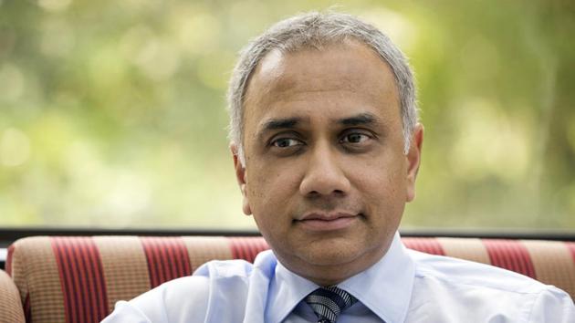 Salil Parekh is already making tough decisions. He says Infosys has to sacrifice profit margins now by investing in advanced technology and skills in order to capture the opportunities ahead.(Samyukta Lakshmi/Bloomberg)