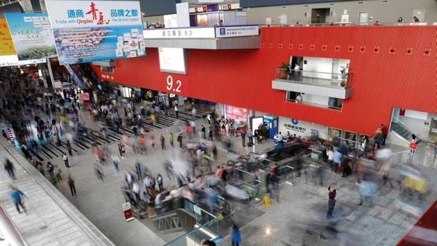 Visitors attend the China Import and Export Fair, also known as Canton Fair, in the southern city of Guangzhou, China.(REUTERS File Photo)