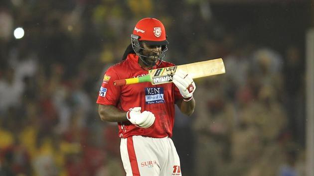 Chris Gayle will be hoping to fire all cylinders when Kings XI Punjab take on Sunrisers Hyderabad in their IPL 2018 clash in Mohali on Thursday.(BCCI)