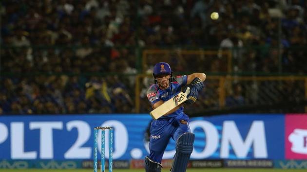 An unbeaten 18-ball 24 from Jos Buttler in the death overs took RR to 160/8. (BCCI ) An unbeaten 18-ball 24 from Jos Buttler in the death overs took RR to 160/8. (BCCI )