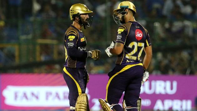 Dinesh Karthik and Robin Uthappa’s solid knocks helped Rajasthan Royals beat Kolkata Knight Riders by seven wickets. Get full cricket score of Rajasthan Royals vs Kolkata Knight Riders, Sawai Mansingh stadium, Jaipur here.(BCCI)
