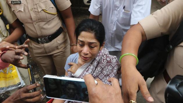 Mukerjea was produced before the special CBI court on Wednesday, the first time after her hospitalisation.(HT)