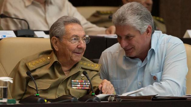 Cuban President Raul Castro (L) talks with First Vice-Presidente Miguel Diaz-Canel during the First Annual Session of the Cuban Parliament at the Convention Palace in Havana.(AFP File Photo) Cuban President Raul Castro (L) talks with First Vice-Presidente Miguel Diaz-Canel during the First Annual Session of the Cuban Parliament at the Convention Palace in Havana.(AFP File Photo)
