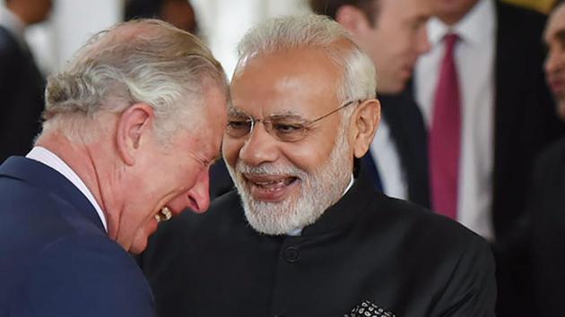 Prime Minister Narendra Modi with Prince Charles during a visit to the science museum in London on Wednesday.(PTI)