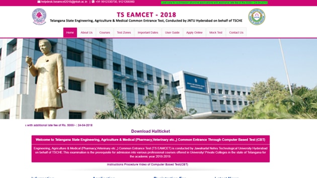 The hall ticket will be available for download on the website till May 1. (Screenshot/eamcet.tsche.ac.in)