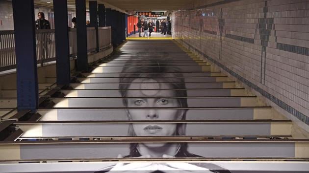 The track entrance of the Broadway-Lafayette station, a short walk from where London-born rocker David Bowie lived his final years.(AFP)