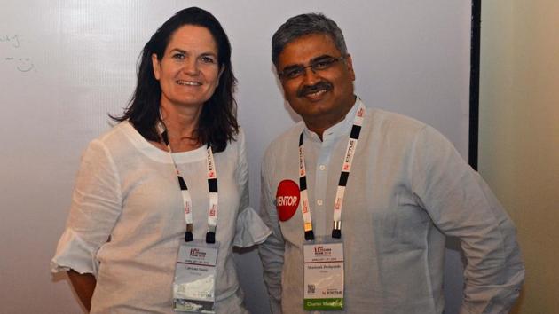 Catriona Smith (left) with her mentor Shashank Deshpande who were a part of nurture program at the TiECon awards function at The Westin, Koregaon Park, on Friday. (SHANKAR NARAYAN/HT PHOTO) Catriona Smith (left) with her mentor Shashank Deshpande who were a part of nurture program at the TiECon awards function at The Westin, Koregaon Park, on Friday. (SHANKAR NARAYAN/HT PHOTO)