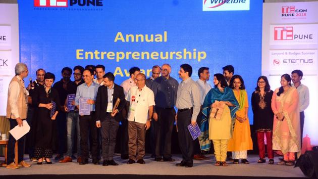 Awardees at the TiECon Annual Entrepreneurship Awards function held at The Westin, Koregaon Park, on Friday. (SHANKAR nARAYAN/HT PHOTO) Awardees at the TiECon Annual Entrepreneurship Awards function held at The Westin, Koregaon Park, on Friday. (SHANKAR nARAYAN/HT PHOTO)