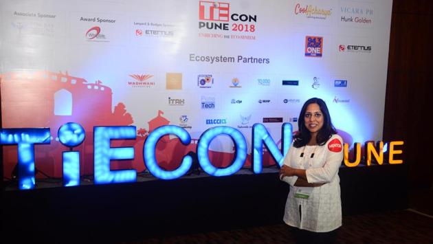 Vandana, organiser of TiECon Pune 2018 at The Westin, Koregaon Park, on Friday. (SHANKAR NARAYAN/HT PHOTO) Vandana, organiser of TiECon Pune 2018 at The Westin, Koregaon Park, on Friday. (SHANKAR NARAYAN/HT PHOTO)