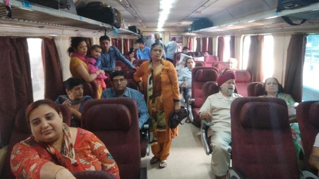 Passengers in Swran Shatabdi express at Ludhiana Railway station, Ludhiana. (HT File Photo) Passengers in Swran Shatabdi express at Ludhiana Railway station, Ludhiana. (HT File Photo)
