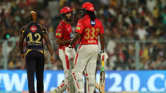 KL Rahul and Chris Gayle were in fine form as Kings XI Punjab thrashed Kolkata Knight Riders in an IPL 2018 game in Eden Gardens, Kolkata on Saturday. (IPL) KL Rahul and Chris Gayle were in fine form as Kings XI Punjab thrashed Kolkata Knight Riders in an IPL 2018 game in Eden Gardens, Kolkata on Saturday. (IPL)
