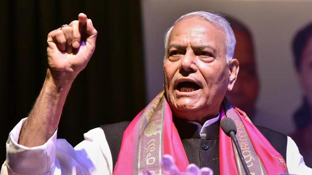 Former Union minister Yashwant Sinha speaks during 'Rashtra Manch' meeting at Shri Krishna Memorial Hall in Patna on Saturday. (PTI Photo) Former Union minister Yashwant Sinha speaks during 'Rashtra Manch' meeting at Shri Krishna Memorial Hall in Patna on Saturday. (PTI Photo)