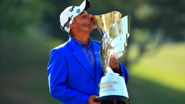 Rahil Gangee won a golf tournament after 14 long years, at the Panasonic Open in Osaka.(Asian Tour/Twitter)