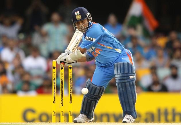 Sachin Tendulkar’s knock of 143 runs in 131 balls, which came in the last league match of the tri-series also featuring New Zealand, was instrumental in helping India reach the final of the tournament.(Getty Images)