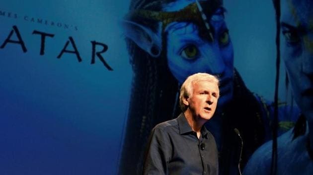 Director James Cameron announce a long-term agreement which will bring Avatar themed lands to Disney parks as he speaks at a media briefing in Glendale, Calfornia.(Reuters)