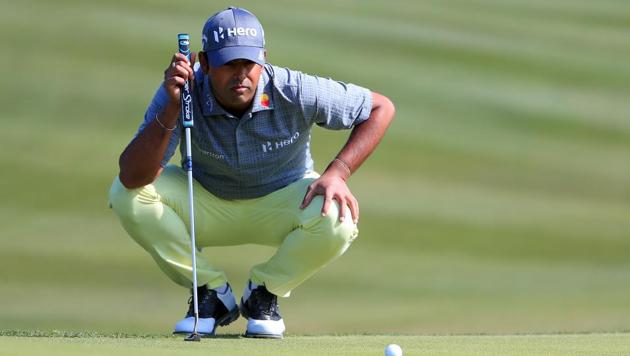 Indian golfer Anirban Lahiri in action at the Texas Open in San Antonio.(AFP)