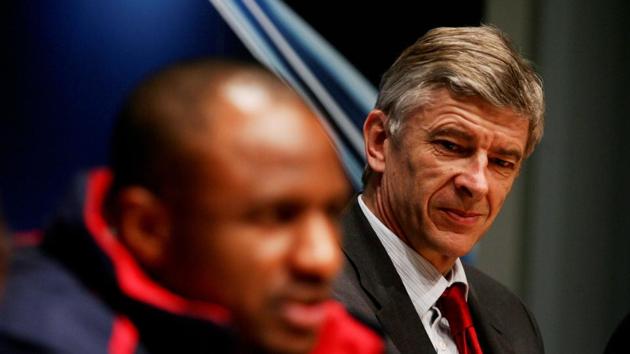 Patrick Vieira (L) had captained Arsenal during an earlier phase of Arsene Wenger’s managerial reign at Arsenal.(Reuters)