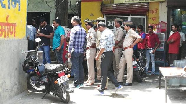 The place in Noida Sector 41 where gangster Balraj Bhati was shot dead. (Sunil Ghosh/HT Photo) The place in Noida Sector 41 where gangster Balraj Bhati was shot dead. (Sunil Ghosh/HT Photo)