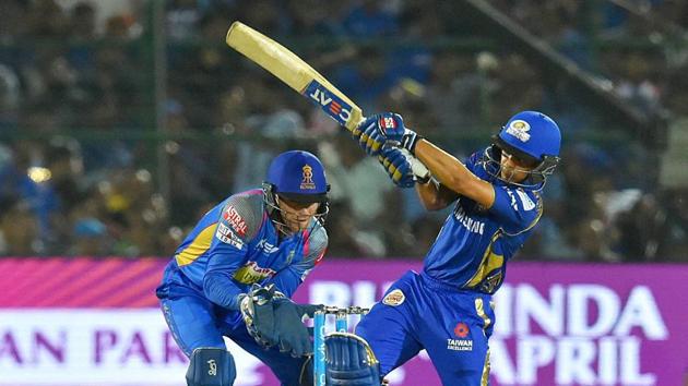 Mumbai Indians’ Ishan Kishan lamented his side’s failure to build a big total against Rajasthan Royals.(PTI)