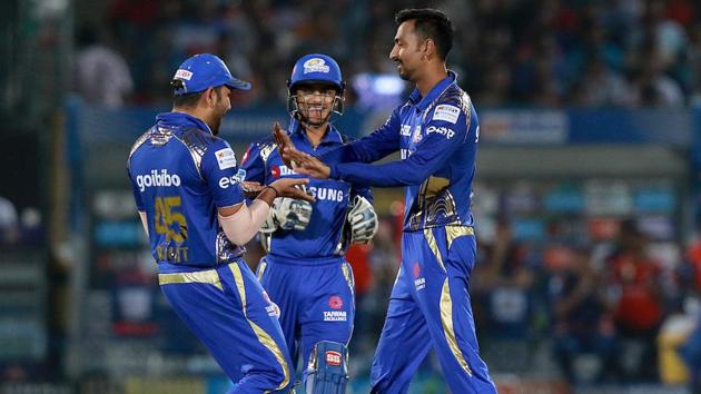 Krunal Pandya handed MI an early breakthrough during RR’s chase. (BCCI) 