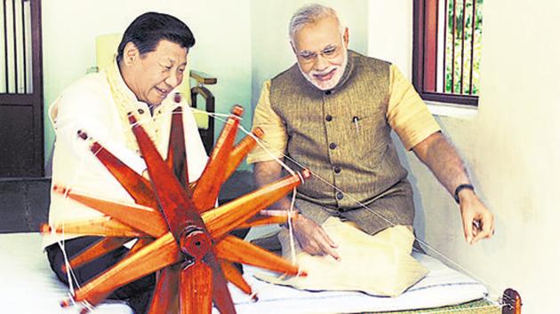 Prime Minister Narendra Modi and Chinese President Xi Jinping at the Sabarmati Ashram, in Gujarat, in September 2014. (PIB file photo) Prime Minister Narendra Modi and Chinese President Xi Jinping at the Sabarmati Ashram, in Gujarat, in September 2014. (PIB file photo)