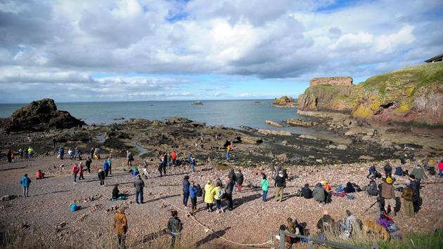 More than 30 participants from America, Spain, Italy and from around Britain converged on Dunbar, near Edinburgh, for only the second European Stone Stacking Championships. Competitors had to create the most complex and gravity-defying artistic sculptures from rocks and pebbles gathered on the town’s Eye Cave Beach. (Andy Buchanan / AFP)