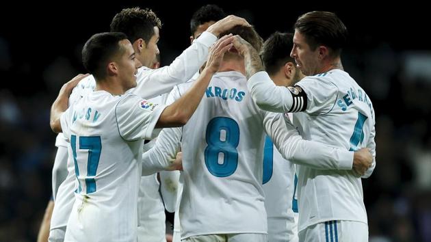 Toni Kroos (centre) of Real Madrid, who began in Bayern Munich’s youth set-up as a teenager and was the youngest player to make his debut for the club, will be going back this roots during the UEFA Champions League semi-final Leg 1 match between the two sides in Munich.(Getty Images)