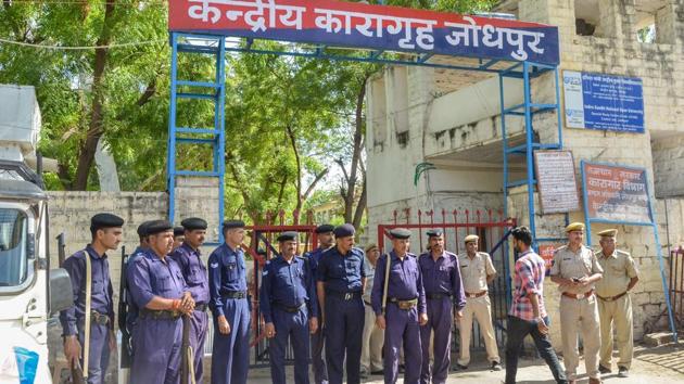 Security force deployed outside Jodhpur Central Jail ahead of the court's verdict on Asaram's sexual assault case on Tuesday.(PTI Photo)