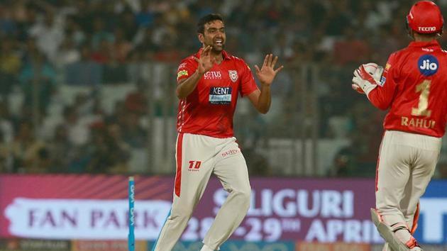 Kings XI Punjab skipper Ravichandran Ashwin celebrates after taking the wicket of Daniel Christian of Delhi Daredevils during their 2018 Indian Premier League (IPL 2018) match on Monday.  (BCCI) 