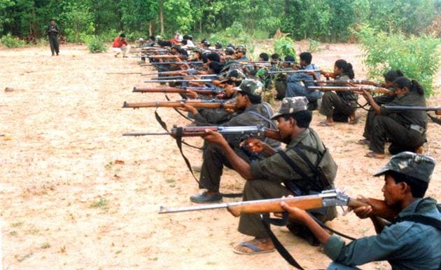 Naxalites at a training camp. (HT Photo) Naxalites at a training camp. (HT Photo)
