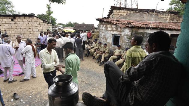 Tight security seen after the Dalit row at Mota Samdhiyala village in Una on July 22, 2016.(Arun Sharma/HT File Photo)