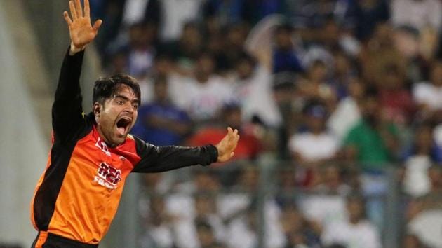 Rashid Khan of Sunrisers Hyderabad (SRH), who won the man of the match award, appeals successfully for a wicket during the 2018 Indian Premier League (IPL 2018) match against Mumbai Indians on Tuesday. (BCCI) Rashid Khan of Sunrisers Hyderabad (SRH), who won the man of the match award, appeals successfully for a wicket during the 2018 Indian Premier League (IPL 2018) match against Mumbai Indians on Tuesday. (BCCI)