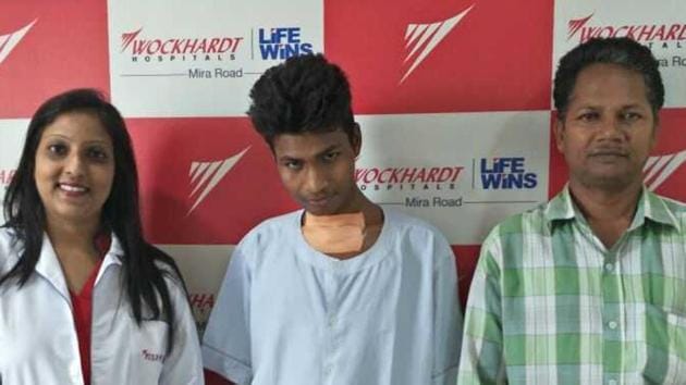 Manish Kuvara, 19, found his voice after a three-hour surgery in Mumbai.(HT Photo)