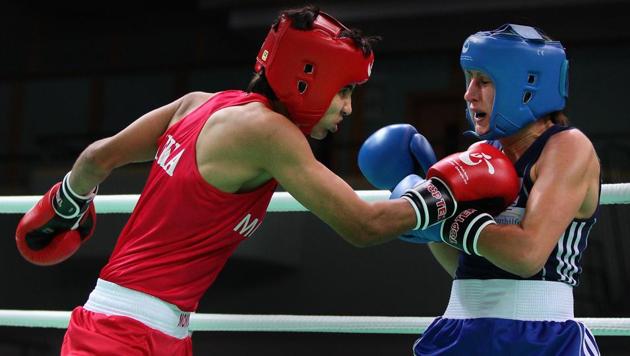 Sonia Lather (red) and Gaurav Bidhuri (not in picture) were nominated by the Boxing Federation of India (BFI) for this year’s Arjuna Awards.(Getty Images)