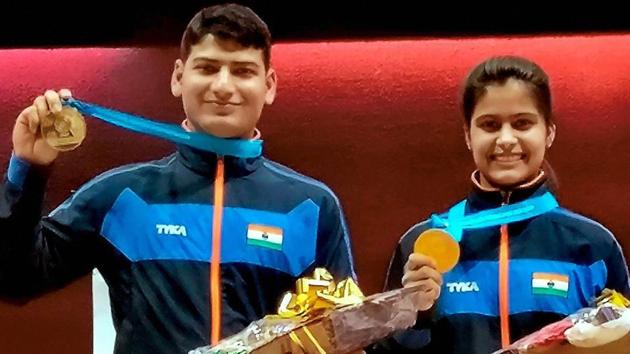 Pistol shooters Manu Bhaker and Om Prakash Mitharval could only finish fourth in the 10m mixed team air pistol event at the ISSF World Cup shooting in South Korea on Thursday. Image for representative purposes only.(PTI)