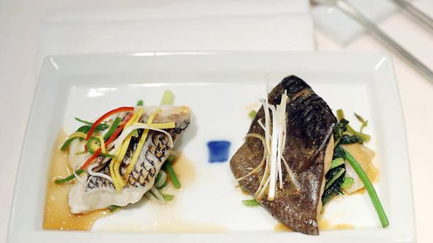 A snapper steak and a catfish steak, which will be served at the dinner of the upcoming summit. Snapper and catfish are Koreans' favourite sea food. Some of the food will come from the North. Moon suggested the North’s signature dish of cold buckwheat noodles and Pyongyang agreed to send the head chef from Okryu-gwan, a famed restaurant in the capital city, to the venue. (The Blue House / AFP)