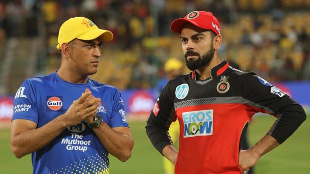 Royal Challengers Bangalore skipper Virat Kohli (R) was all praise for his Chennai Super Kings counterpart MS Dhoni after the latter guided his side to a five-wicket win.(BCCI)