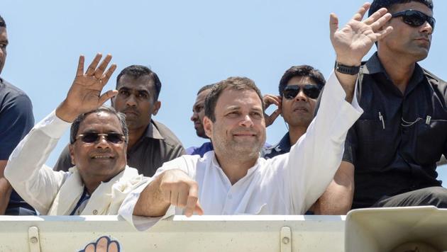 Taking a dig at the BJP, Rahul Gandhi said the saffron party’s manifesto would not be for the people of Karnataka and would reflect the views of the RSS. (PTI) Taking a dig at the BJP, Rahul Gandhi said the saffron party’s manifesto would not be for the people of Karnataka and would reflect the views of the RSS. (PTI)