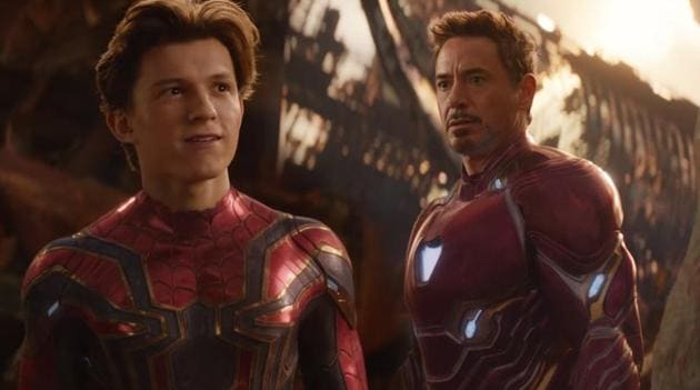 Tom Holland and Robert Downey Jr in a scene from Avengers: Infinity War.