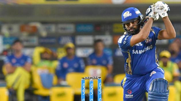 Rohit Sharma in action during the Indian Premier League (IPL) 2018 match between Chennai Super Kings and Mumbai Indians at the MCA International Stadium on Saturday. (AFP) Rohit Sharma in action during the Indian Premier League (IPL) 2018 match between Chennai Super Kings and Mumbai Indians at the MCA International Stadium on Saturday. (AFP)