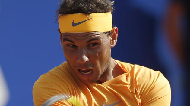 Rafael Nadal of Spain in action during the Barcelona Open tennis tournament.(AP)