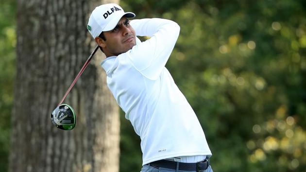 Shubhankar Sharma (in pic) and Arjun Atwal carded a matching four-under 68 to be Tied-25th after the third round of the Volvo China Open in Beijing on Saturday.(AFP)