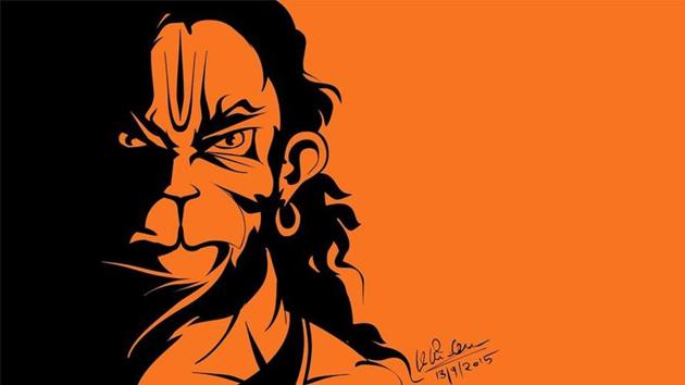 This vector-style image of Lord Hanuman can be seen on vehicles throughout the country.