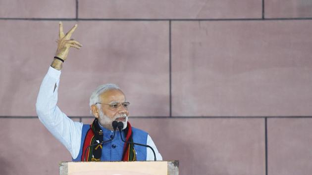 Prime Minister Narendra Modi addresses BJP party workers. (HT File Photo) Prime Minister Narendra Modi addresses BJP party workers. (HT File Photo)
