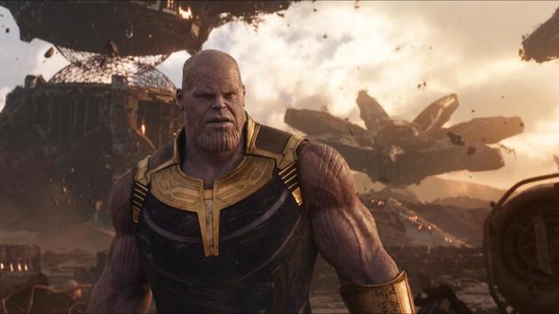 This image released by Disney shows Josh Brolin as Thanos in a scene from Marvel Studios' Avengers: Infinity War.(AP)