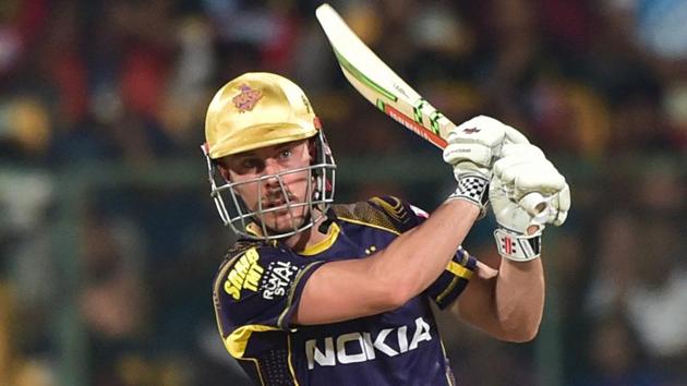 Get highlights of Royal Challengers Bangalore vs Kolkata Knight Riders, IPL 2018 here. Chris Lynn in action for KKR during their Indian Premier League encounter against RCB in Bangalore on Sunday.(PTI)